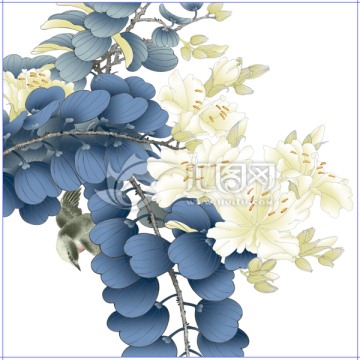 瓷磚分層花片工筆畫花工筆畫花鳥