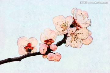 桃花油畫