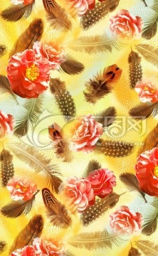 時(shí)尚數(shù)碼印花女裝面料花型未分層