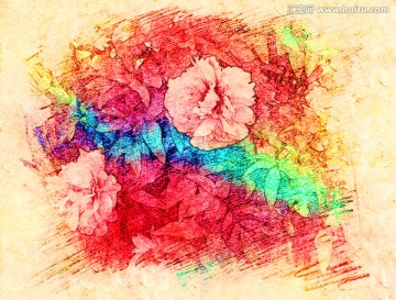 牡丹花油畫