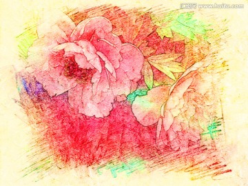 牡丹花油畫