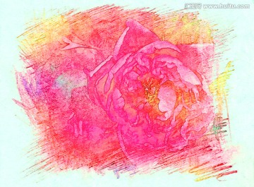 牡丹花油畫