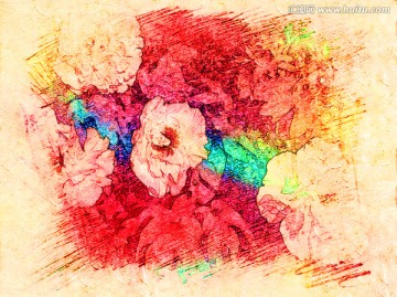 牡丹花油畫