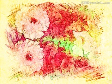 牡丹花油畫