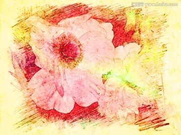 牡丹花油畫