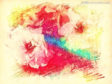 牡丹花油畫