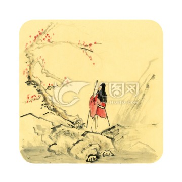 踏雪尋梅國(guó)畫(huà)