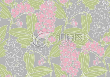 灰粉小清新花卉圖案 分層