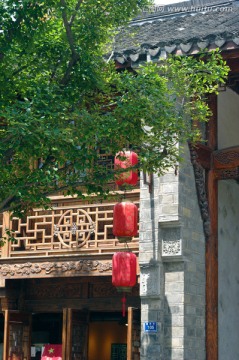 红灯笼 中式建筑 古代楼阁