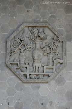 砖雕 梅兰竹菊 吉祥图案