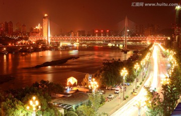 重庆风光 南滨路和东水门大桥