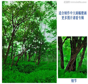 油畫 裝飾畫 樹(shù)林