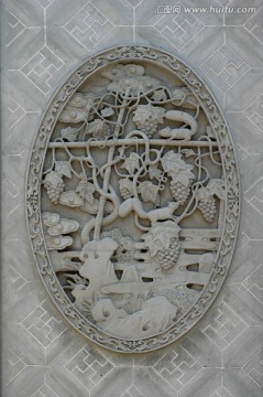 砖雕 石雕 葡萄松树