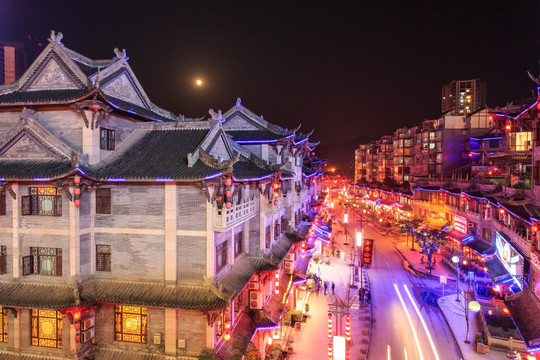 泸州叙永鱼凫古街夜景