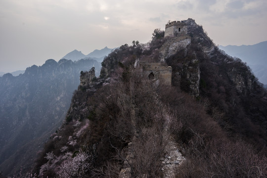 箭扣长城暮色 日落夕阳 暖调