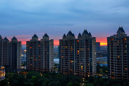 万家灯光小区夜景