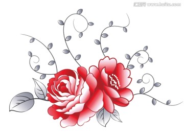 月季花矢量圖