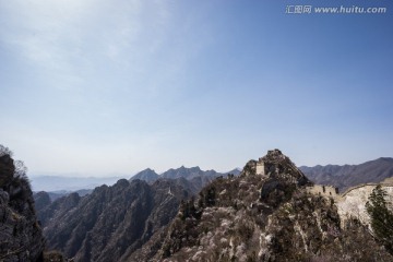 箭扣长城花季 蓝天白云 天空