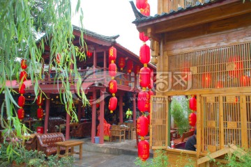 丽江古城街景 红灯笼