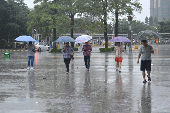 雨中行人