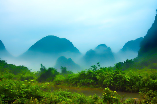 朦胧风景 山雾