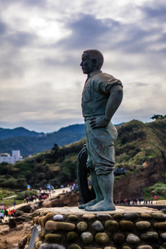 台湾台北野柳地质公园望海雕像