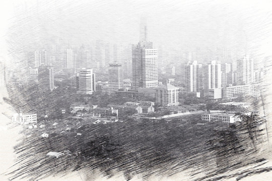 鳥瞰濟南市區(qū)