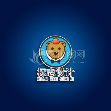 卡通火熊先生餐厅logo