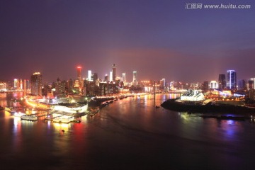 重庆渝中半岛和江北嘴夜景