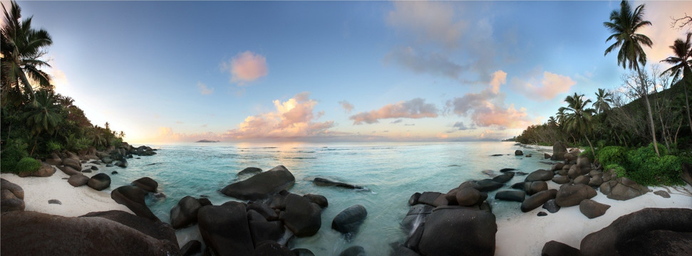 海边夕阳石头美景