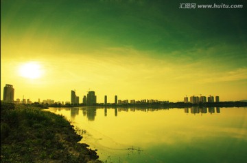 城市风景 湖塘