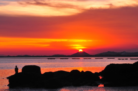 海边夕阳 晚霞落日 彩霞满天