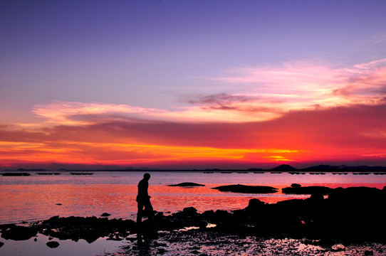 海边夕阳 晚霞落日 彩霞满天