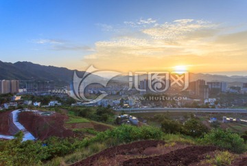 叙永新貌城市楼群夕阳晚霞