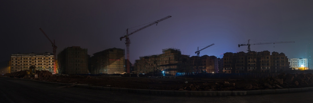 叙永新区建筑工地夜景全景接片