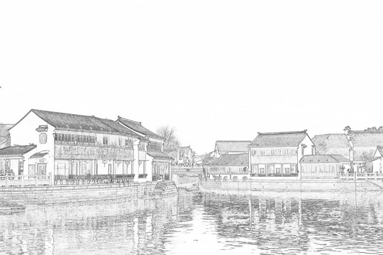 蘇州古鎮(zhèn)線描（未分層）