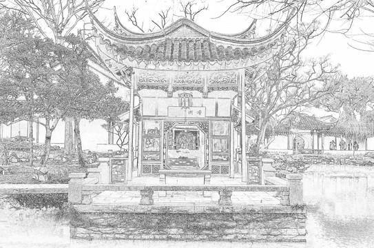 蘇州園林線描效果（未分層）