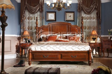 美式实木卧房床