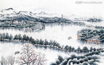 惠州西湖 水墨 国画
