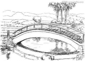 園林 公園 小橋