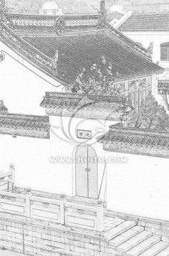蘇州古鎮(zhèn)線描效果（未分層）