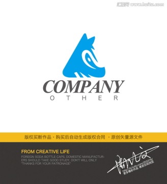 三角動物頭logo