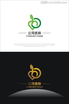 字母H綠葉愛心原創(chuàng)標志