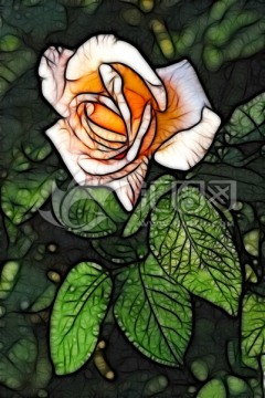 月季花抽象畫