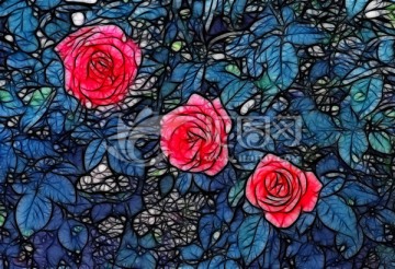 月季花抽象畫