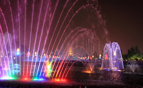 西安大雁塔广场 音乐喷泉
