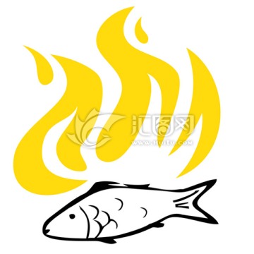 烤鱼火焰logo