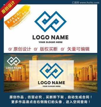 藍(lán)色 矩形 無限循環(huán)LOGO