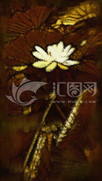 荷花抽象油畫(huà)