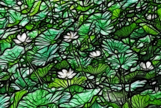 荷花抽象畫
